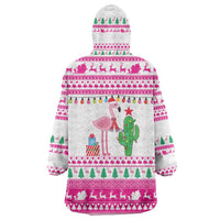 Pink Flamingo Christmas Wearable Blanket Hoodie Xmas Holiday Patterns - Wonder Print Shop