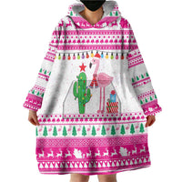 Pink Flamingo Christmas Wearable Blanket Hoodie Xmas Holiday Patterns - Wonder Print Shop