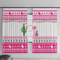 Pink Flamingo Christmas Window Curtain Xmas Holiday Patterns - Wonder Print Shop