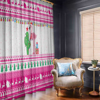 Pink Flamingo Christmas Window Curtain Xmas Holiday Patterns - Wonder Print Shop