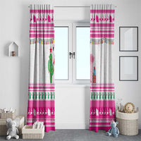 Pink Flamingo Christmas Window Curtain Xmas Holiday Patterns - Wonder Print Shop