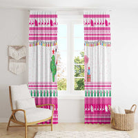 Pink Flamingo Christmas Window Curtain Xmas Holiday Patterns - Wonder Print Shop