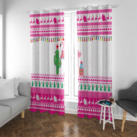 Pink Flamingo Christmas Window Curtain Xmas Holiday Patterns - Wonder Print Shop