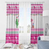 Pink Flamingo Christmas Window Curtain Xmas Holiday Patterns - Wonder Print Shop