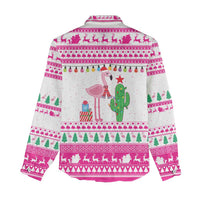 Pink Flamingo Christmas Women Casual Shirt Xmas Holiday Patterns - Wonder Print Shop