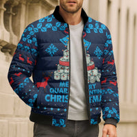 Merry Quarantine Christmas Bomber Puffer Jacket Xmas Holiday Patterns - Wonder Print Shop