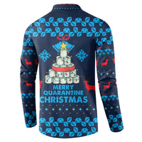 Merry Quarantine Christmas Button Sweatshirt Xmas Holiday Patterns - Wonder Print Shop