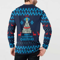 Merry Quarantine Christmas Button Sweatshirt Xmas Holiday Patterns - Wonder Print Shop