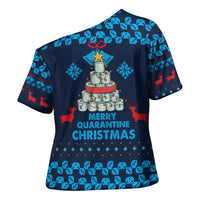 Merry Quarantine Christmas Cross Shoulder Shirt Xmas Holiday Patterns - Wonder Print Shop