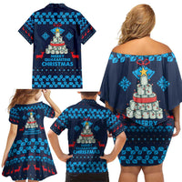Merry Quarantine Christmas Family Matching Off Shoulder Short Dress and Hawaiian Shirt Xmas Holiday Patterns - Wonder Print Shop
