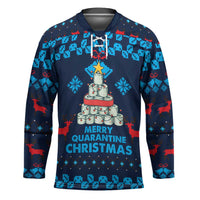 Merry Quarantine Christmas Hockey Jersey Xmas Holiday Patterns - Wonder Print Shop