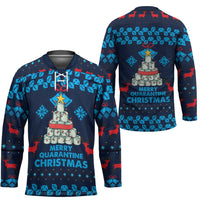 Merry Quarantine Christmas Hockey Jersey Xmas Holiday Patterns - Wonder Print Shop
