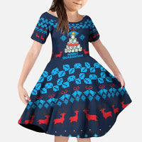 Merry Quarantine Christmas Kid Short Sleeve Dress Xmas Holiday Patterns - Wonder Print Shop