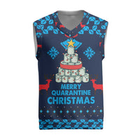 Merry Quarantine Christmas Knitted V-Neck Vest Xmas Holiday Patterns - Wonder Print Shop