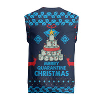 Merry Quarantine Christmas Knitted V-Neck Vest Xmas Holiday Patterns - Wonder Print Shop
