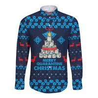 Merry Quarantine Christmas Long Sleeve Button Shirt Xmas Holiday Patterns - Wonder Print Shop