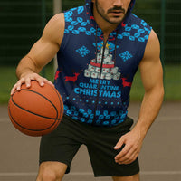 Merry Quarantine Christmas Sleeveless Zip Hoodie Xmas Holiday Patterns - Wonder Print Shop