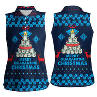 Merry Quarantine Christmas Women Sleeveless Polo Shirt Xmas Holiday Patterns - Wonder Print Shop