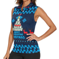 Merry Quarantine Christmas Women Sleeveless Polo Shirt Xmas Holiday Patterns - Wonder Print Shop
