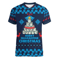 Merry Quarantine Christmas Women V-Neck T-Shirt Xmas Holiday Patterns - Wonder Print Shop