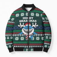 Merry Sharkmas Christmas Bomber Puffer Jacket Xmas Holiday Patterns - Wonder Print Shop