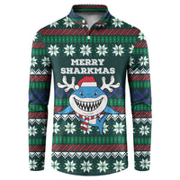 Merry Sharkmas Christmas Button Sweatshirt Xmas Holiday Patterns - Wonder Print Shop