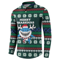 Merry Sharkmas Christmas Button Sweatshirt Xmas Holiday Patterns - Wonder Print Shop