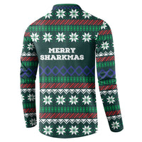 Merry Sharkmas Christmas Button Sweatshirt Xmas Holiday Patterns - Wonder Print Shop