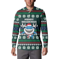 Merry Sharkmas Christmas Button Sweatshirt Xmas Holiday Patterns - Wonder Print Shop