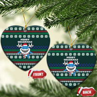 Merry Sharkmas Christmas Ceramic Ornament Xmas Holiday Patterns - Wonder Print Shop