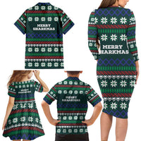 Merry Sharkmas Christmas Family Matching Long Sleeve Bodycon Dress and Hawaiian Shirt Xmas Holiday Patterns - Wonder Print Shop