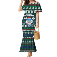 Merry Sharkmas Christmas Family Matching Mermaid Dress and Hawaiian Shirt Xmas Holiday Patterns - Wonder Print Shop