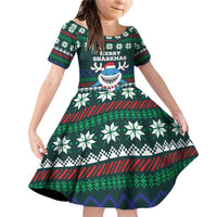 Merry Sharkmas Christmas Family Matching Off Shoulder Short Dress and Hawaiian Shirt Xmas Holiday Patterns - Wonder Print Shop