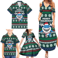 Merry Sharkmas Christmas Family Matching Summer Maxi Dress and Hawaiian Shirt Xmas Holiday Patterns - Wonder Print Shop