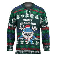 Merry Sharkmas Christmas Hockey Jersey Xmas Holiday Patterns - Wonder Print Shop