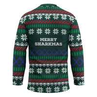 Merry Sharkmas Christmas Hockey Jersey Xmas Holiday Patterns - Wonder Print Shop