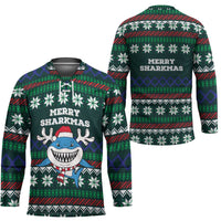 Merry Sharkmas Christmas Hockey Jersey Xmas Holiday Patterns - Wonder Print Shop