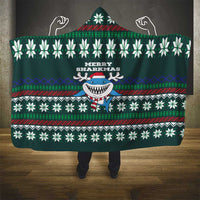 Merry Sharkmas Christmas Hooded Blanket Xmas Holiday Patterns - Wonder Print Shop