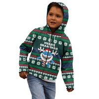 Merry Sharkmas Christmas Kid Hoodie Xmas Holiday Patterns - Wonder Print Shop