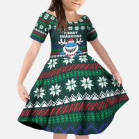 Merry Sharkmas Christmas Kid Short Sleeve Dress Xmas Holiday Patterns - Wonder Print Shop