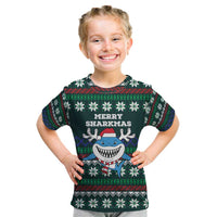 Merry Sharkmas Christmas Kid T Shirt Xmas Holiday Patterns - Wonder Print Shop