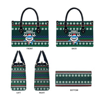 Merry Sharkmas Christmas Leather Bag Xmas Holiday Patterns - Wonder Print Shop