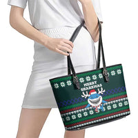 Merry Sharkmas Christmas Leather Tote Bag Xmas Holiday Patterns - Wonder Print Shop