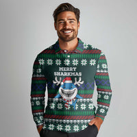 Merry Sharkmas Christmas Long Sleeve Polo Shirt Xmas Holiday Patterns - Wonder Print Shop