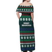 Merry Sharkmas Christmas Off Shoulder Maxi Dress Xmas Holiday Patterns - Wonder Print Shop
