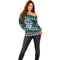 Merry Sharkmas Christmas Off Shoulder Sweater Xmas Holiday Patterns - Wonder Print Shop