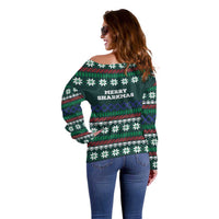 Merry Sharkmas Christmas Off Shoulder Sweater Xmas Holiday Patterns - Wonder Print Shop