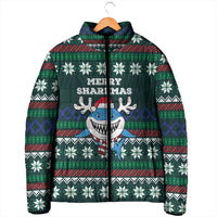 Merry Sharkmas Christmas Padded Jacket Xmas Holiday Patterns - Wonder Print Shop
