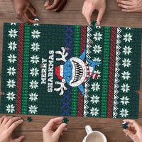 Merry Sharkmas Christmas Puzzle Xmas Holiday Patterns - Wonder Print Shop