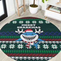 Merry Sharkmas Christmas Round Carpet Xmas Holiday Patterns - Wonder Print Shop